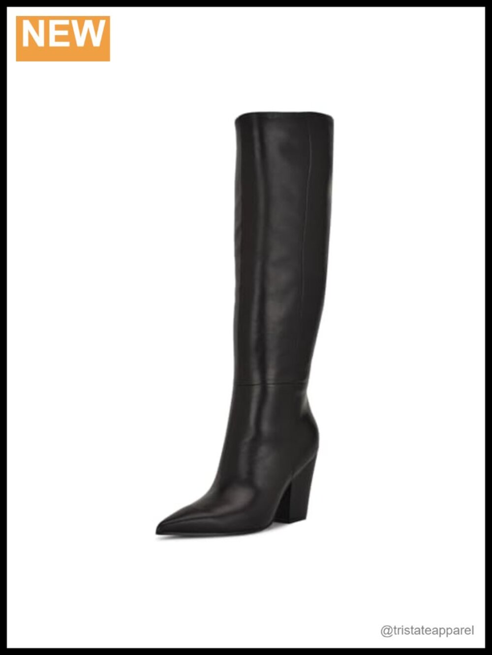 Knee-High Suede Boots with Block Heel Pointed Toe